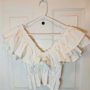 Zara White Ruffled Blouse